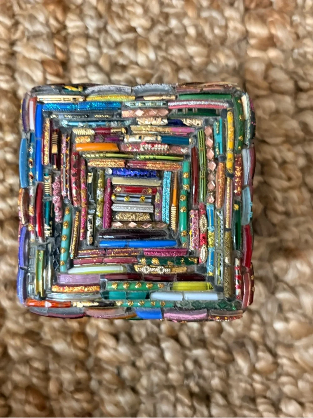Colorful Handwoven Rectangular Trinket Box - Picture 4 of 8